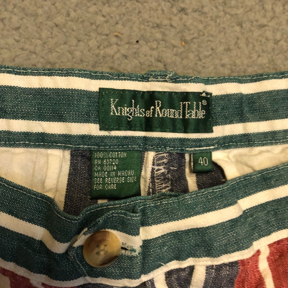 Vtg Knights of Round Table Striped Shorts Mens 36 100% Cotton Retro Colorful - Picture 3 of 6